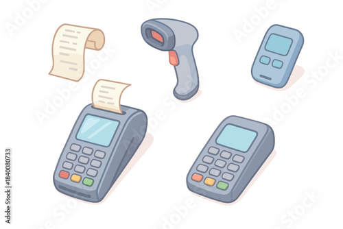 Point-of-sale devices and barcode scanner with receipts