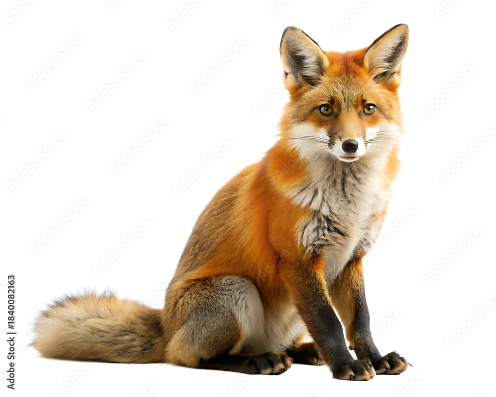 Fototapeta premium red fox vulpes isolated on white background, PNG. AI Generated