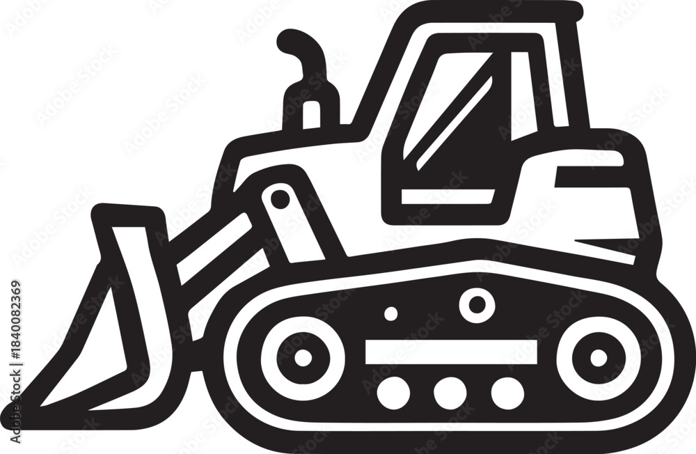 Naklejka premium A heavy-duty bulldozer illustration representing power, strength, and engineering prowess. Capturing the essence of construction, groundwork, and industrial might.