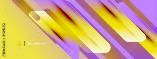 Abstract gradient layers create dynamic visual effect. Yellow, purple hues blend smoothly, offering modern backdrop.