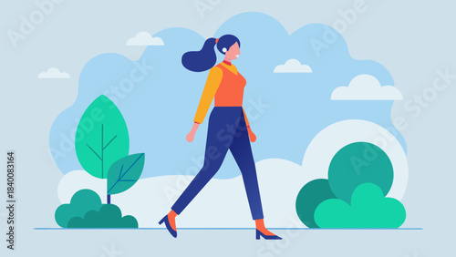 Confident woman walking outdoors symbolizing work life balance and mindful career minimalism