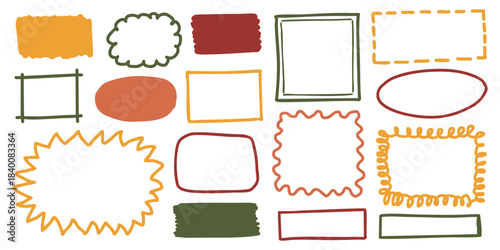 Doodle Style Colorful Frames and Borders Collection