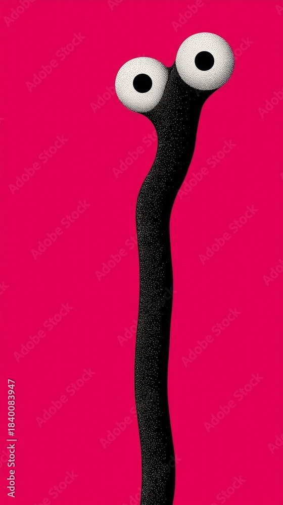 Fototapeta premium An inquisitive googly-eyed creature against magenta, ideal for Surrealist Art Day or World Creature Conservation Week