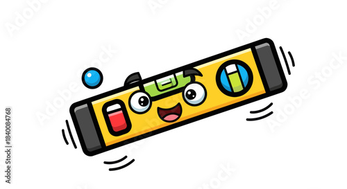 Animated Level Tool With a Happy Face, Showing Balance and Precision for Construction Work