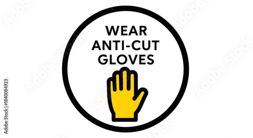 Anti-Cut Gloves Sign Illustrates Safety Requirement For Preventing Injuries At Work