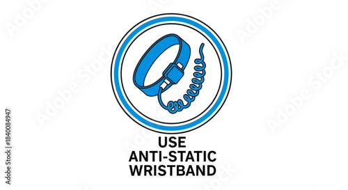 Anti-Static Wristband Usage Pictogram Illustrating Electrical Safety in Electronic Environments