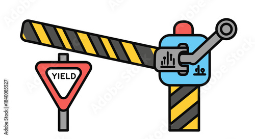 Barrier Road Sign Yield, Caution, Information, Symbolic, Prevention, Protection, Safety First