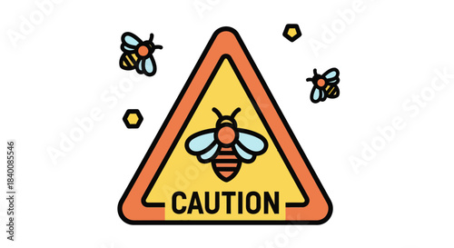 Bee Warning Sign: Alerting About Wild Bees, Insect, And Environmental Hazards