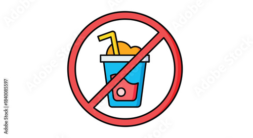 Beverage Restriction Illustrated With A Red Circle and Crossed Out Symbol, Concept