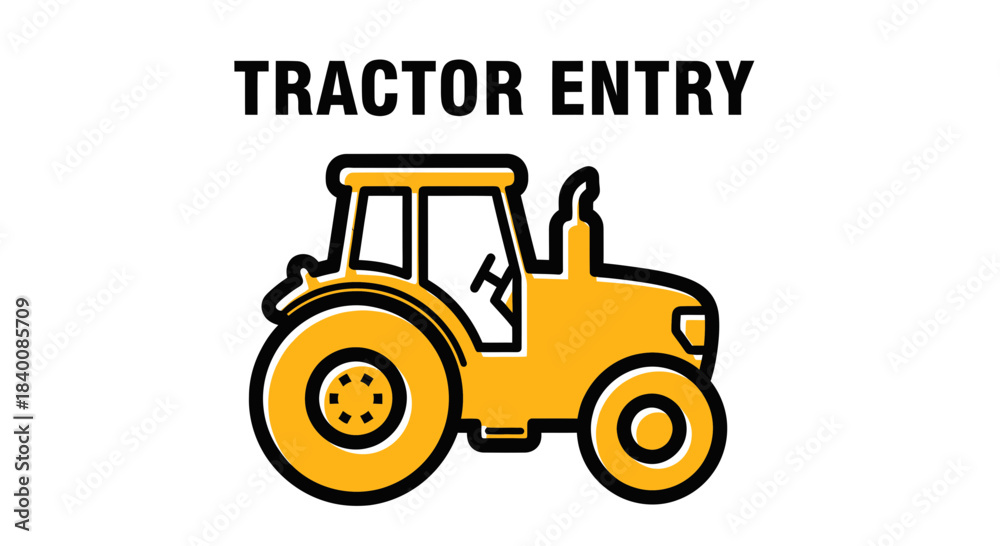 Naklejka premium Bold Illustration of A Yellow Tractor Depicted in a Clean Simple Graphic Style