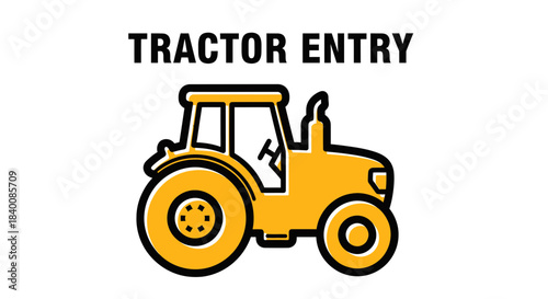 Bold Illustration of A Yellow Tractor Depicted in a Clean Simple Graphic Style