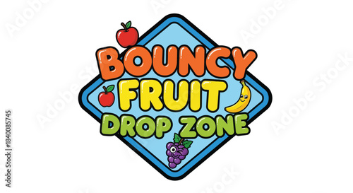Bouncy Fruit Drop Zone Playful Vibrant Cartoon Illustration Design For Kids