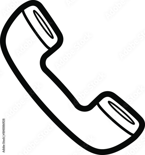 Classic telephone handset outline vector illustration