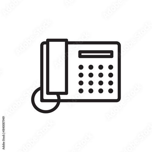 Minimal line-style desk phone icon showing a classic office telephone. Perfect for business communication, customer service, support, call centers, corporate systems, and office workflow designs.