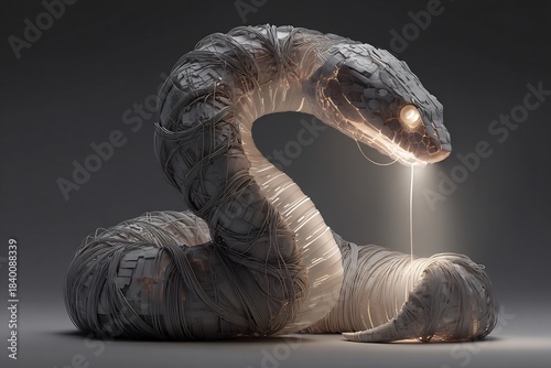 Biotech Parasite White Worm Snake Synthetic Organism Biotech Medical Horror Virus Concept Alien Creature Macro Texture Bandage Wrapped Medicine Disease Pathogen Sci Fi Biology
