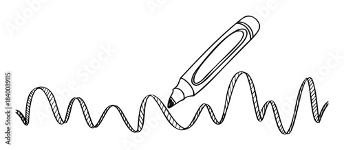 Hand drawn marker creating a wavy line, representing creativity and charting a course, ideal for concepts of progress and brainstorming sessions for business and education