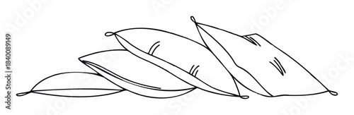 Hand drawn sketch of stacked pillows showcasing a simple and cozy feeling suitable for comfort related themes or home decor inspiration.
