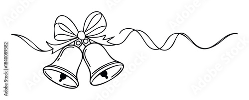 Wedding bells with ribbon and bow for celebration, invitation, and greeting card applications