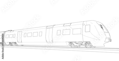 modern locomotive sketch symbol 3d illustration	

