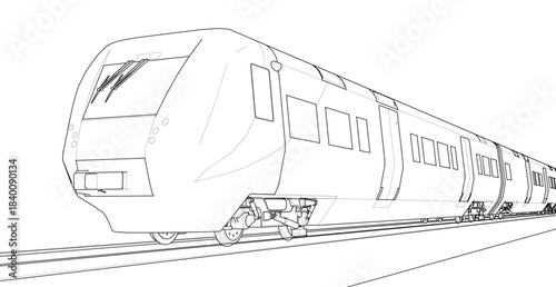 modern locomotive sketch symbol 3d illustration	

