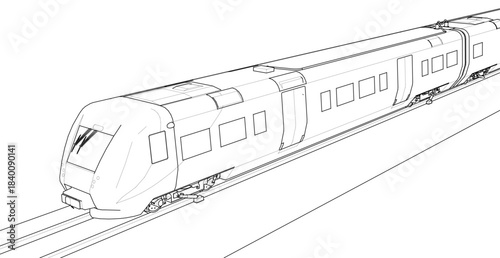 modern locomotive sketch symbol 3d illustration	
