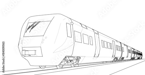 modern locomotive sketch symbol 3d illustration	
