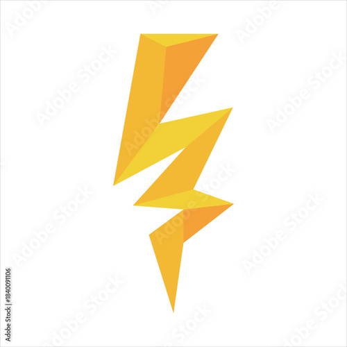 Yellow geometric lightning bolt icon symbolizing speed, power Vector
