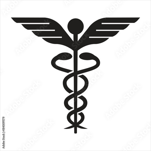 Caduceus medical symbol icon, healthcare emblem, health design Vector