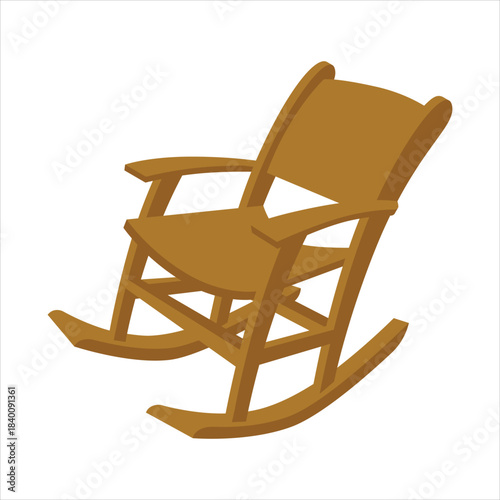 Classic wooden rocking chair vector illustration for relaxation Vector