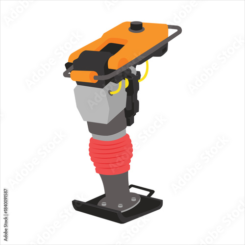 Tamping rammer soil compactor construction equipment illustration Vector