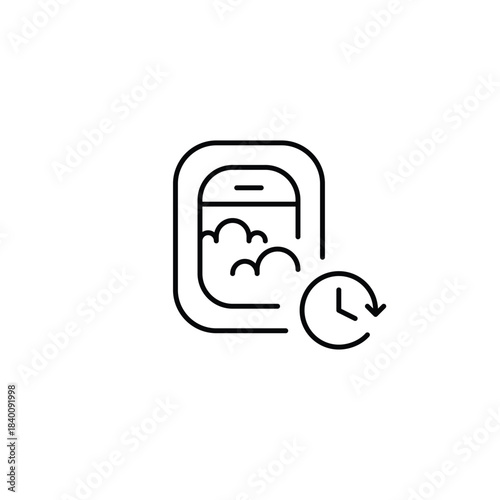 Airplane window and clock. Trip countdown. Pixel perfect, editable stroke vector icon