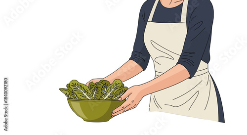 Woman Holding Salad Bowl in Kitchen Ready to Prepare Fresh Meal, Healthy Lifestyle