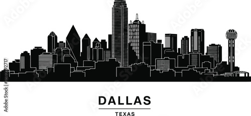 Dallas Texas city skyline silhouette vector illustration