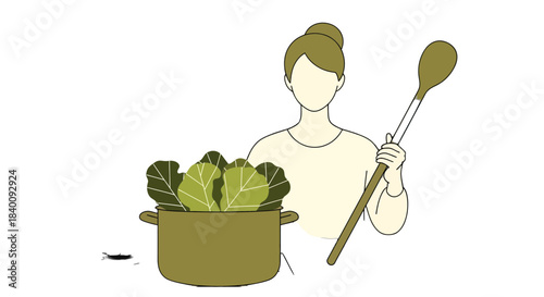 Woman Preparing Fresh Vegetables in a Pot of Culinary Delightfully Healthy Dishes