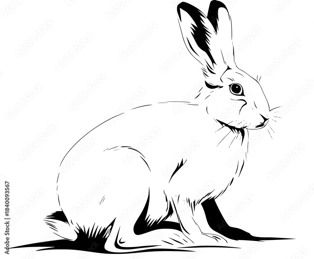 Fototapeta premium Elegant Silhouette Rabbit, Black White | Clean, isolated vector art for creative projects.