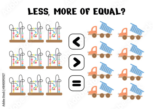 More, Less or Equal? Fun Counting Worksheet for Kids
