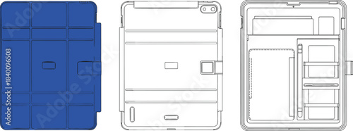 Women's stylish fashion shoulder hobo bag technical flat sketch vector template illustration pack with side view, outline drawing, and decorative flower charm accessories.