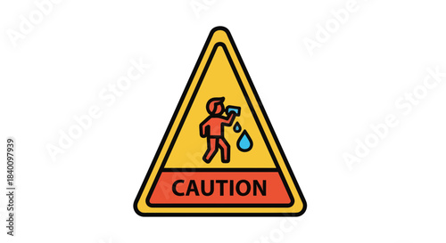 Wet Floor Caution Sign Illustrates Danger, Warns About Slippery Surfaces