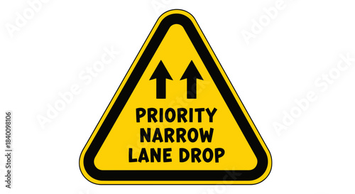 Warning Sign Indicating Priority Lane Drop Ahead For Traffic Efficiency and Safety