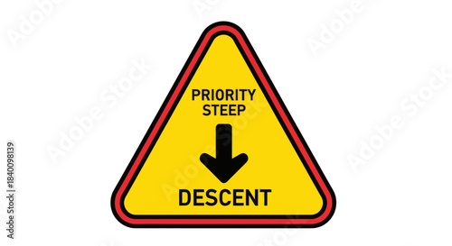 Free Download Warning Sign Indicating Priority Steep Descent, Important Safety Alert for Downward Slopes - GFXLoad