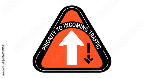 Warning Sign Indicating Priority To Incoming Traffic With Clear Instructions For Drivers