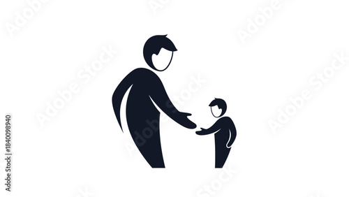 Father and Son Bonding Silhouette Icon.