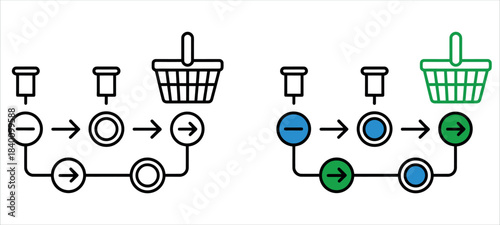 Consumers Interactions with Brand Map Color Vector. Icon visually represents Customer Perspective and Product Experience with a company. Isolated vector illustration for business analytics.