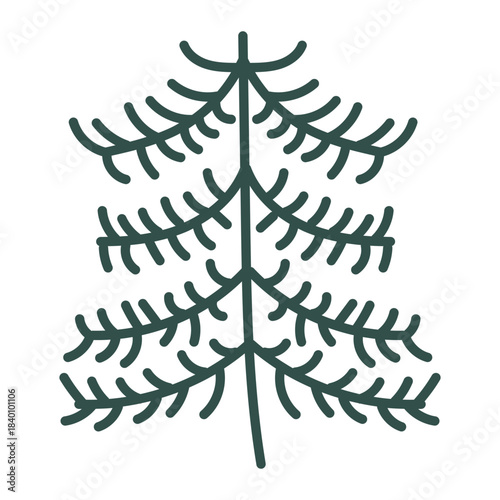 Christmas tree doodle. Hand drawn sketch. Vector illustration, flat design