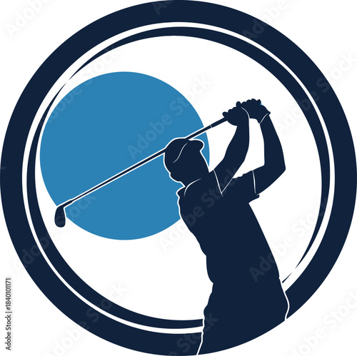 Golf Player Swing Silhouette Vector Logo Design