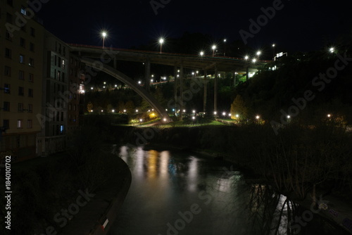 Night in an urban park of Bilbao