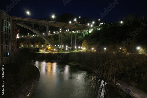 Night in an urban park of Bilbao