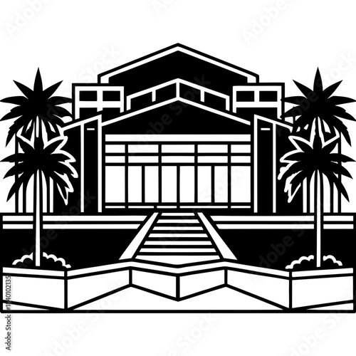 palm trees and house