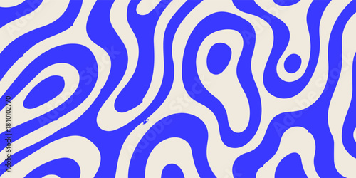 Abstract blue wavy lines abstract background. Trendy psychedelic retro style backdrop. Waves, swirl and twirl pattern. with a modern concept style