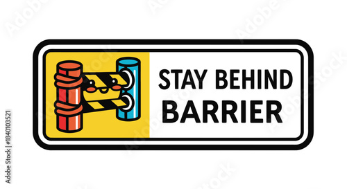Cartoon Reminder: Observe Distance Beyond the Safety Barrier to Prevent Accidents